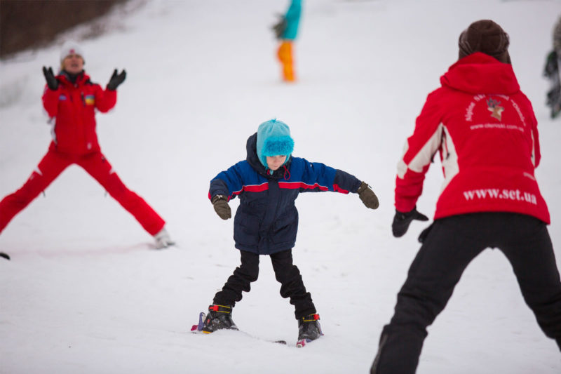 Child on practice slope - Action shot