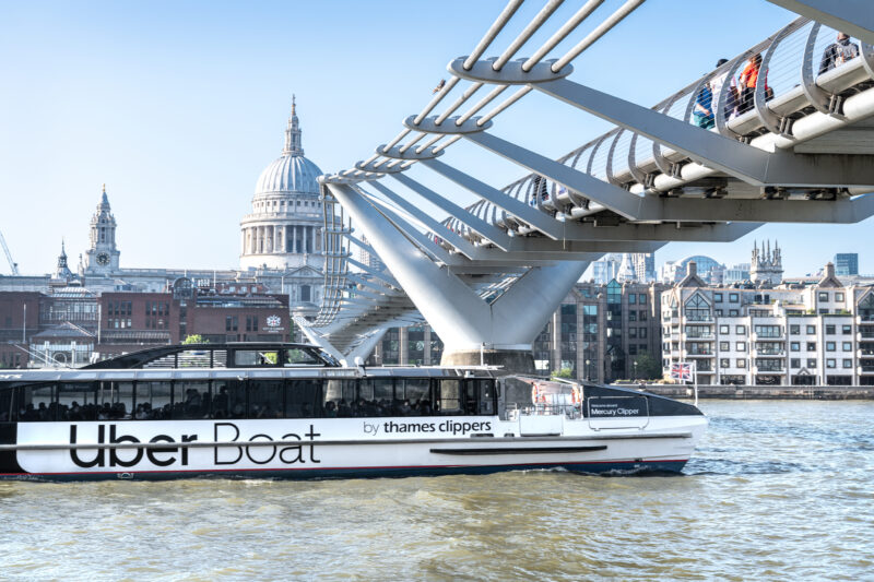 Uber Boat by Thames Clippers in front of St Paul's Cathedral