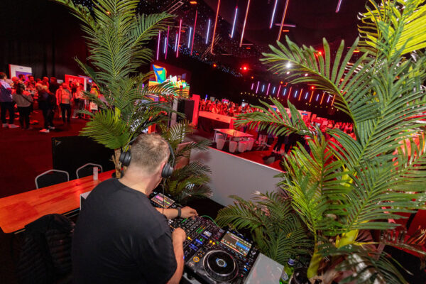 Photograph of DJ production at AdobeMax conference