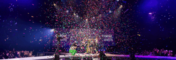Confetti falling from the ceiling at Evolution London