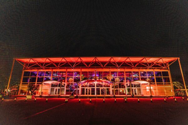 Evolution London exterior at night