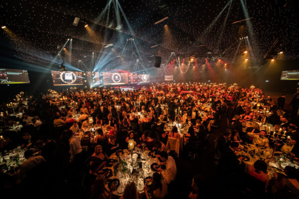 Evolution London aerial view of a gala dinner